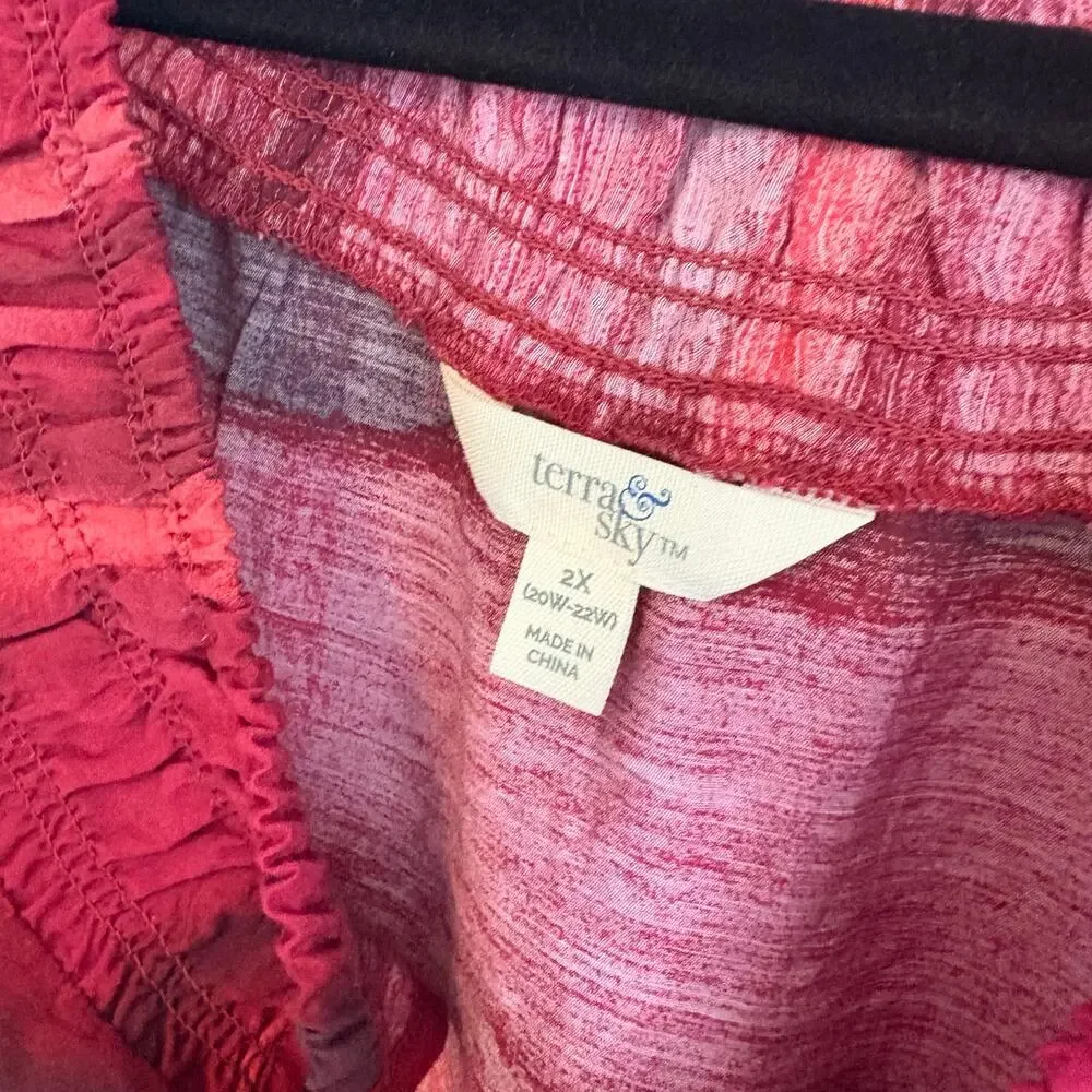 Terra & Sky Burgundy And‎ Pink Maxi Dress Size 2X